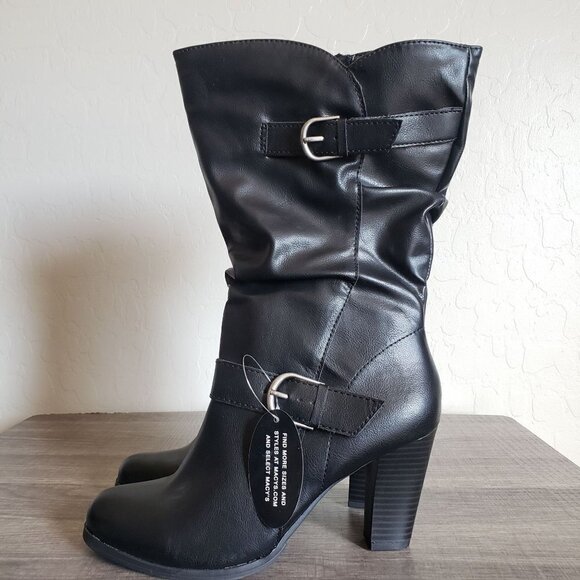 Style & Co Sachi Block Heel Mid-Shaft Slouchy Boots Faux Black 8.5 Wide Calf NEW - Picture 4 of 11